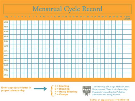 Menstrual Chart Printable